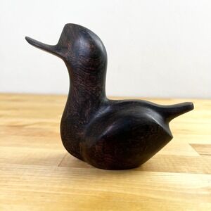 Vintage Ironwood Carved Dark Wood Duck Figurine‎ Bird Sculpture Decor